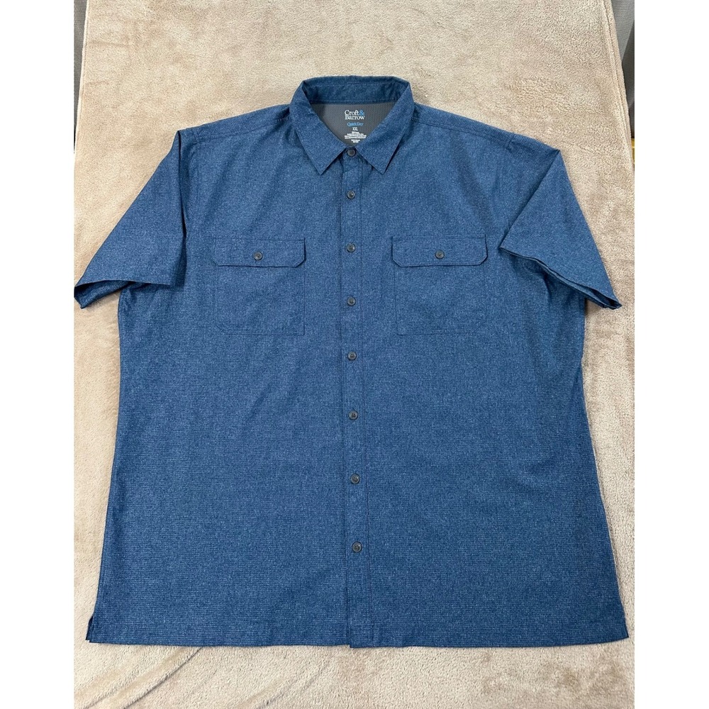 Croft & Barrow Quick dry Polo Shirts Men Sze 2XL Blue Button Up Short Sleeve EUC
